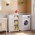 thumbnail image 2 of Asofer Bathroom Floor Storage Cabinet, Freestanding Cabinet, Adjustable Shelves, White, 2 of 7
