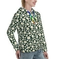 thumbnail image 6 of Daiia White Daisies and Bee Pattern Women's Fashion Hoodies & Sweatshirts with Kangaroo Pocket Hooded Sweatshirt with Eye-catching Drawstrings-Large, 6 of 7