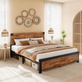 thumbnail image 1 of Bingirl Full Bed Frame with Wood Headboard: Under - Bed Storage, Metal Legs, Noise - Free, Easy Assembly, Rustic Brown Finish, 1 of 7