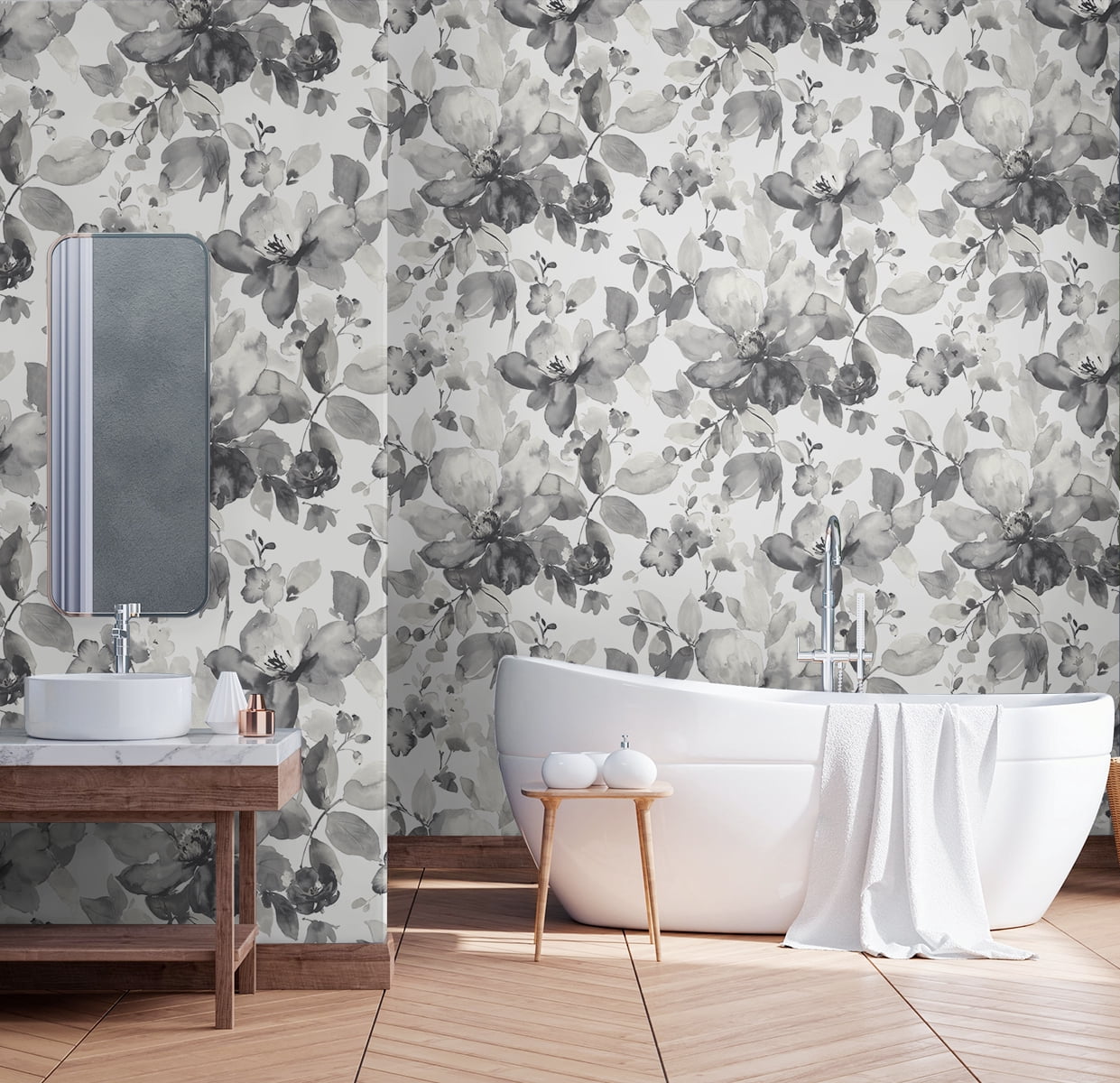NextWall  Watercolor Flower Peel and Stick Wallpaper 20.5 in. W x 18 ft. L - Inkwell