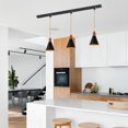 thumbnail image 6 of FSLiving J-Type Track Pendant Light with 3.2ft Cord Macaron Black Iron Shade Nordic Style Industrial Factory Wooden Track Lighting with Smart Edison Bulbs Timer for Kitchen Island - 1 Pack, 6 of 8