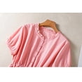 thumbnail image 3 of lcziwo Women's Crew Neck Long Dress Linen Dresses A Line Short Sleeve Clothing Summer Vacation Sundresses Pink XXL, 3 of 6