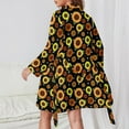 thumbnail image 3 of Sunflower Polka Dots Pajama Robe V Neck Vintage Floral Print Bathrobe Woman Long Sleeves Fashion Pajamas Robes Casual Dresses, 3 of 7
