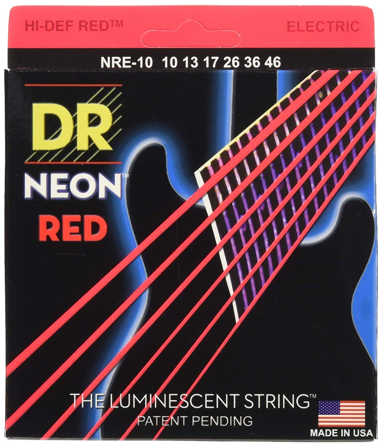 DR Strings HiDef NEON Red Coated Medium (1046) Electric Guitar