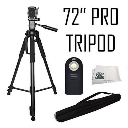 Professional 72-inch Tripod 3-way Panhead Tilt Motion with Built In Bubble Leveling + Wireless IR Remote Control Shutter Release for Canon EOS 70D, 60D, 7D, 7D Mark II, SL1, T6s, T6i, T5i, T4i, T3i,