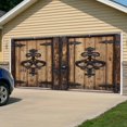 thumbnail image 5 of Barn Door Garage Door Cover Banner 6 x 13 FT, Farmhouse Wooden Grain Rustic Tribal Pattern Garage Door Curtains Backdrop with Grommets for Indoor Outdoor Wall Party Porch Yard Decorations Background, 5 of 9