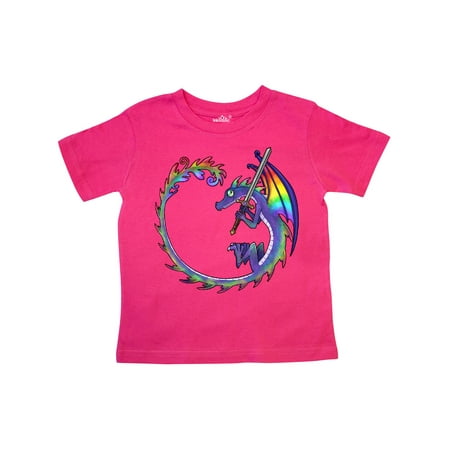 

Inktastic Rainbow Dragon with Sword Gift Toddler Boy or Toddler Girl T-Shirt