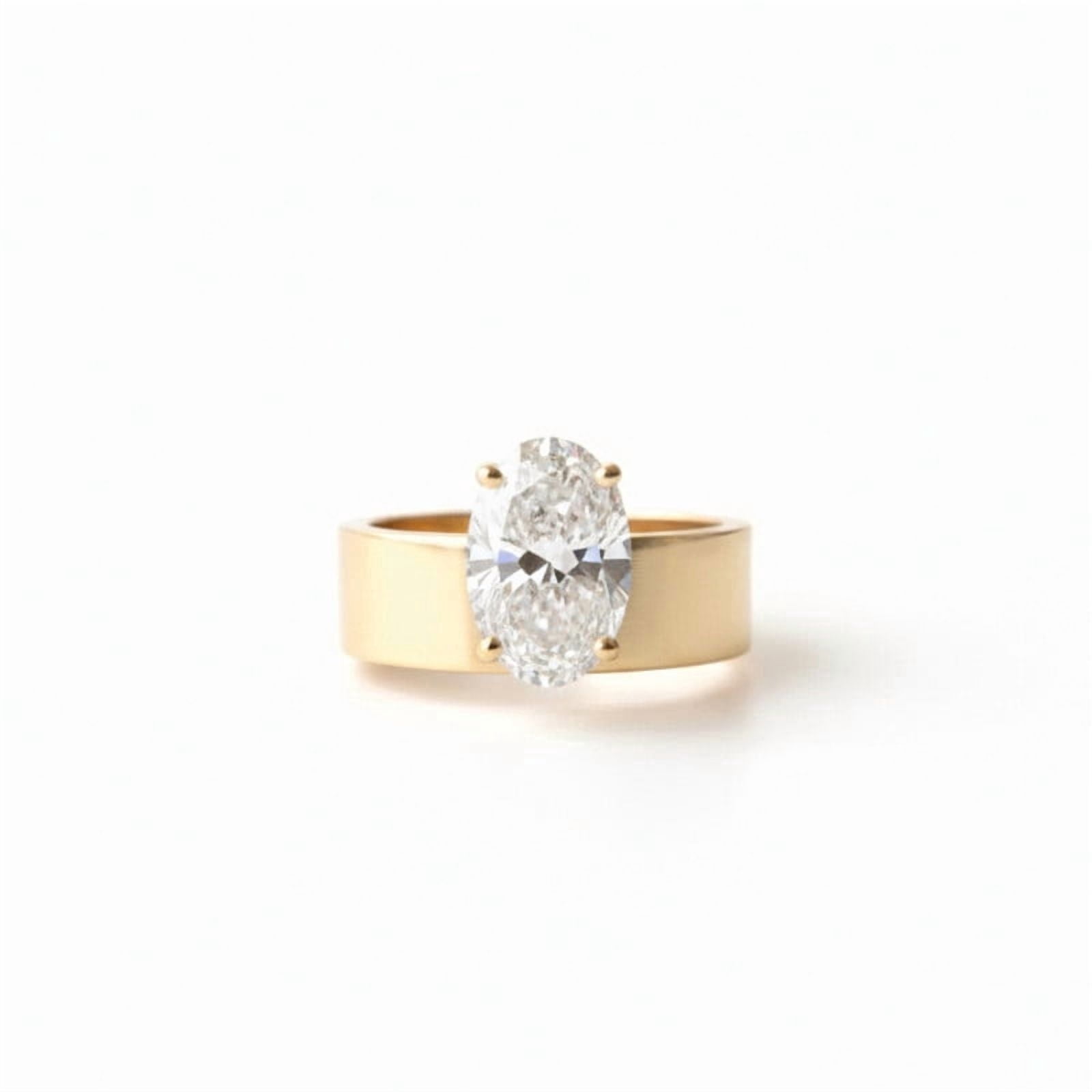 Oval Cut Diamond Engagement Ring, Solitaire Diamond Ring, Cigar Thick Band Ring, Single Stone Anniversary Gift, Promise Ring, April Birthstone Ring