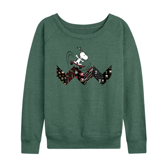 Peanuts - Snoopy Skating Pattern - Women's Lightweight French Terry Long Sleeve Shirt