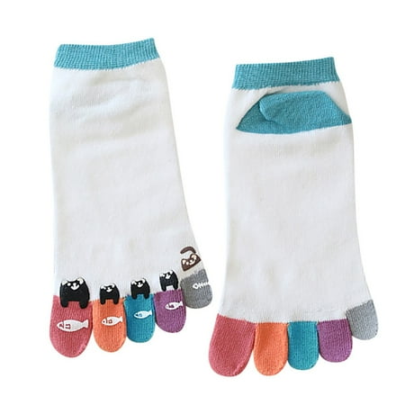 

Follure Ladies short sock long socks high socks Women Colorful Toe Socks Five Finger Socks Cotton Funny Socks Blue Free size
