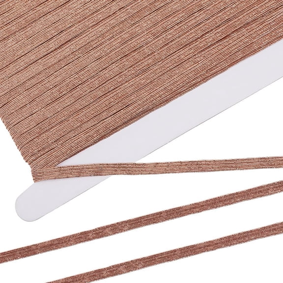 28 Yards Metallic Elastic Band Glitter Elastic Cords 0.24 Inch Strip Ribbon Elasticity Knit Cord for Sewing Crafts Waistband Dress Making Clothing Haberdashery Dark Salmon Brown