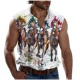 thumbnail image 2 of Camiseta sin mangas con cuello vuelto para hombre, estilo informal, a la moda, con estampado, cuello vuelto, sin mangas, bolsillos, deportiva, de poliéster, 2 of 5