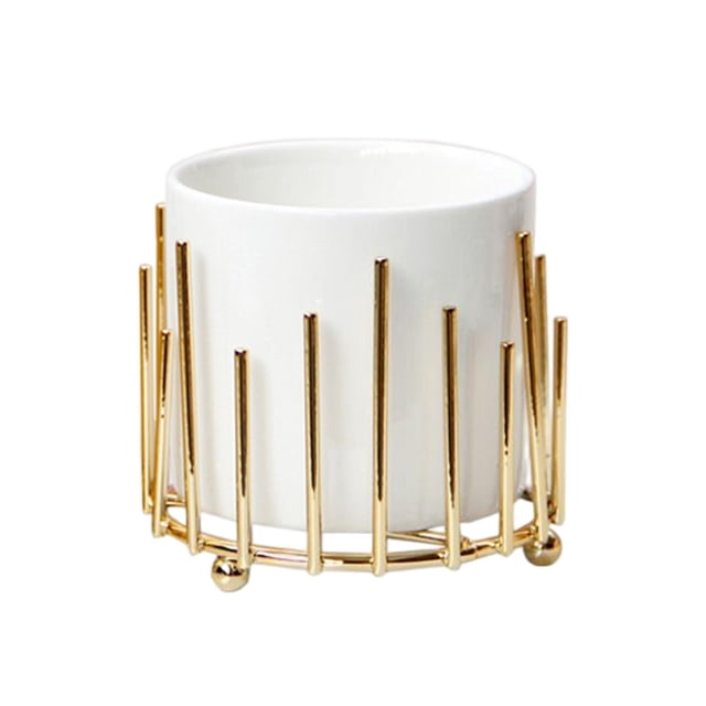 Soporte de brochas de maquillaje Simple, organizador de escritorio multifunción para lápices, contenedor, estuche de almacenamiento de cosméticos, Dorado Baoblaze Organizador de escritorio