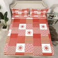 thumbnail image 2 of jejeloiu Abstract Geometric Grid Full Size Sheets,Rhombus Circle Pattern Bed Sheets,Red White Check Sheet Sets For Girls Kids,Microfiber Bedroom Decor,4 Pieces, 2 of 7