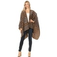 thumbnail image 7 of Sakkas Lupe Womens Reversible Poncho Wrap Cape Shawl Sweater Coat Cardigan Pattern - Houndstooth Brown - One Size Regular, 7 of 7