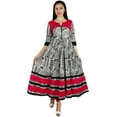 thumbnail image 6 of Bimba Women Long Designer Anarkali Kurti 3/4 Sleeve Kurta Maxi Blouse Black, 6 of 7