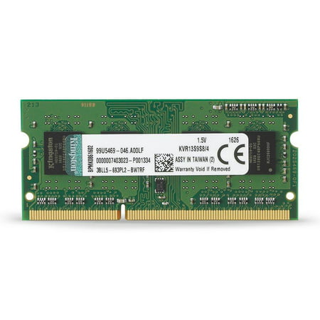 Kingston Value RAM 4GB 1333MHz PC3-10600 DDR3 Non-ECC CL9 SODIMM SR X8 Notebook Memory (KVR13S9S8/4), One 4GB Module of 1333MHZ DDR3 Memory By Kingston