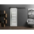 thumbnail image 3 of Sturdy Barn Door | Quadro 4088 Light Grey Oak | 6.6FT Rail Hangers Heavy Hardware Set | Solid Panel Interior Doors-32" x 80"-Black Rail, 3 of 6