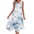 thumbnail image 1 of Ovzne Robes Grande Taille pour Femmes aux Courbes Robe pour Femme Robes pour Femmes Sans Manches Col Rond à Cordon Décontractée à Volants Robe Trapèze Courte Robe de Vacances Liquidation, 1 of 7