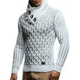 thumbnail image 3 of Miluxas Men's Shawl Collar Pullover Sweater Casual Slim Button Textured Knit Sweaters White, 3 of 5
