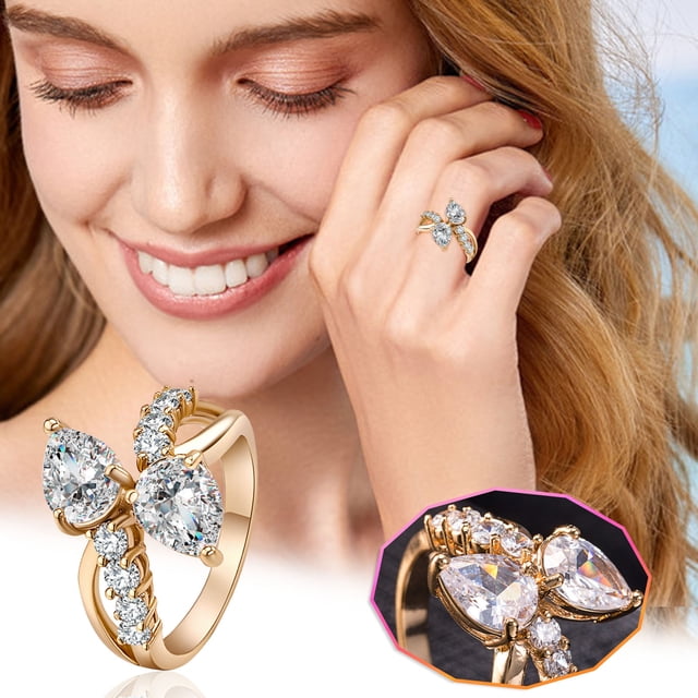 Fiudx Anillo de Moda, Elegante Joyería de Aleación, Diseño de Diamante con Estilo, Tamaño Único de 2 Cm, Perfecto para Fiestas, Eventos y Uso Diario, Regalo Ideal para Mujeres, Empaque Opp Incluido.