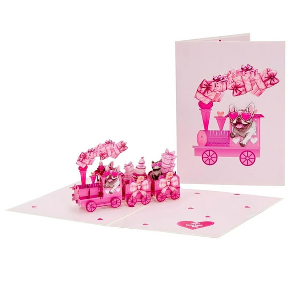 Binwennn 3D Up Valentine’s Day Card Heart Shaped Dog Greeting Card Quality Folded Wishes For Couples Pet Lovers And Special Moments Unique Idea Colorful Cards And Envelopes Anniversary Cards Bulk with