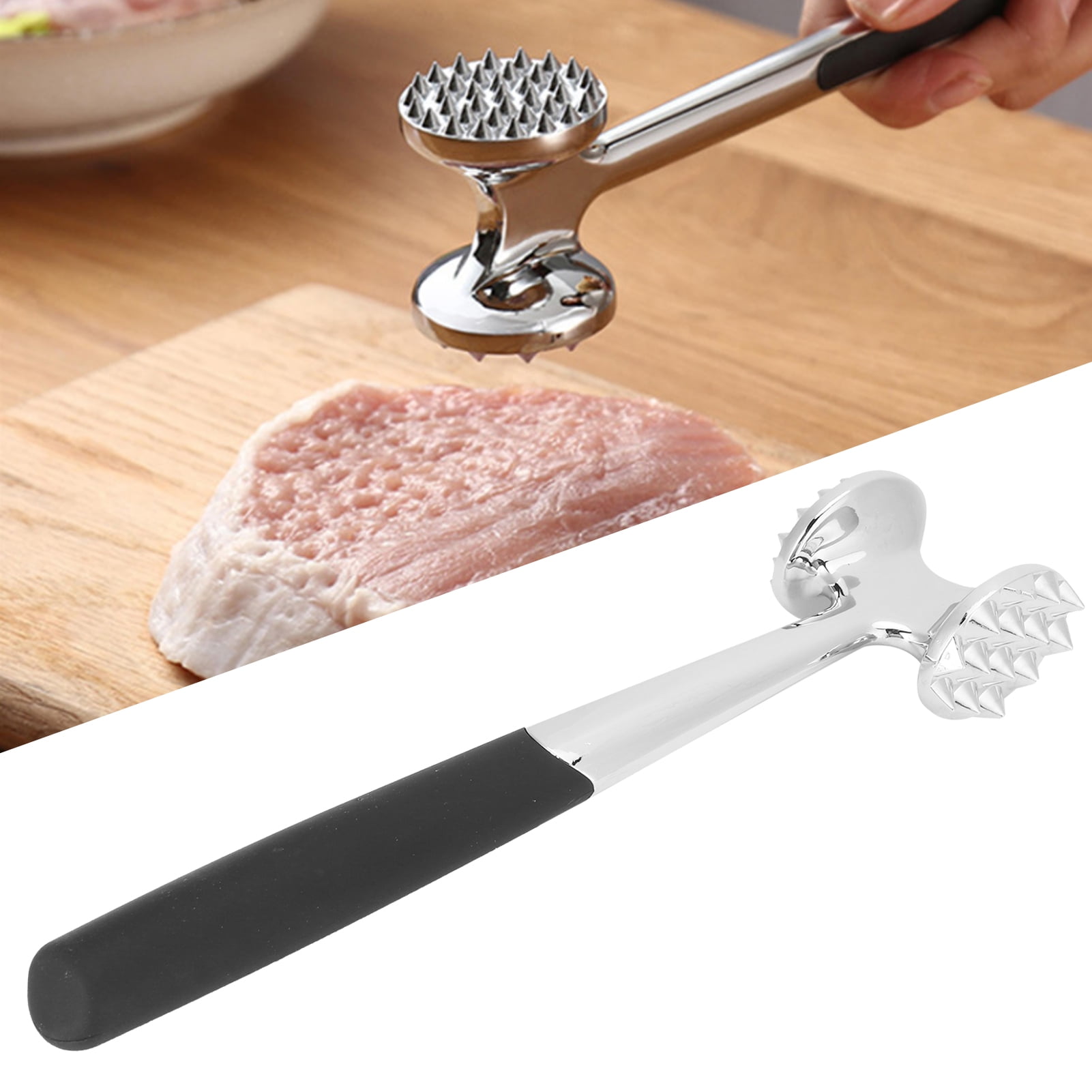Tebru Stainless Steel Meat Hammer Tenderizer Needle Portable Loose Meat
