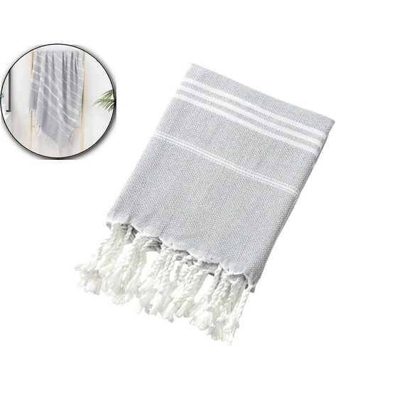 VQPeo Beach Towel 35.4x70.9in - Soft, Absorbent Woven Bath Towel with Tassel Fringe, Striped Design, Lightweight & Quick-Dry for Beach, Pool, Travel or Shawl