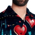thumbnail image 5 of Valentine's Day Love ECG Men's Casual Short Sleeve Printed Button Down Spread Collar Tops Summer Beach Shirts Unisex, 5 of 6