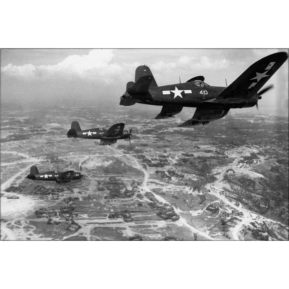 24"x36" Gallery Poster, Marine Corps Goodyear FG-1D Corsairs okinawa 1945