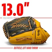 Franklin Sports Field Master Baseball + Softball Glove, 13 in, Black/Tan, Left Hand Throw