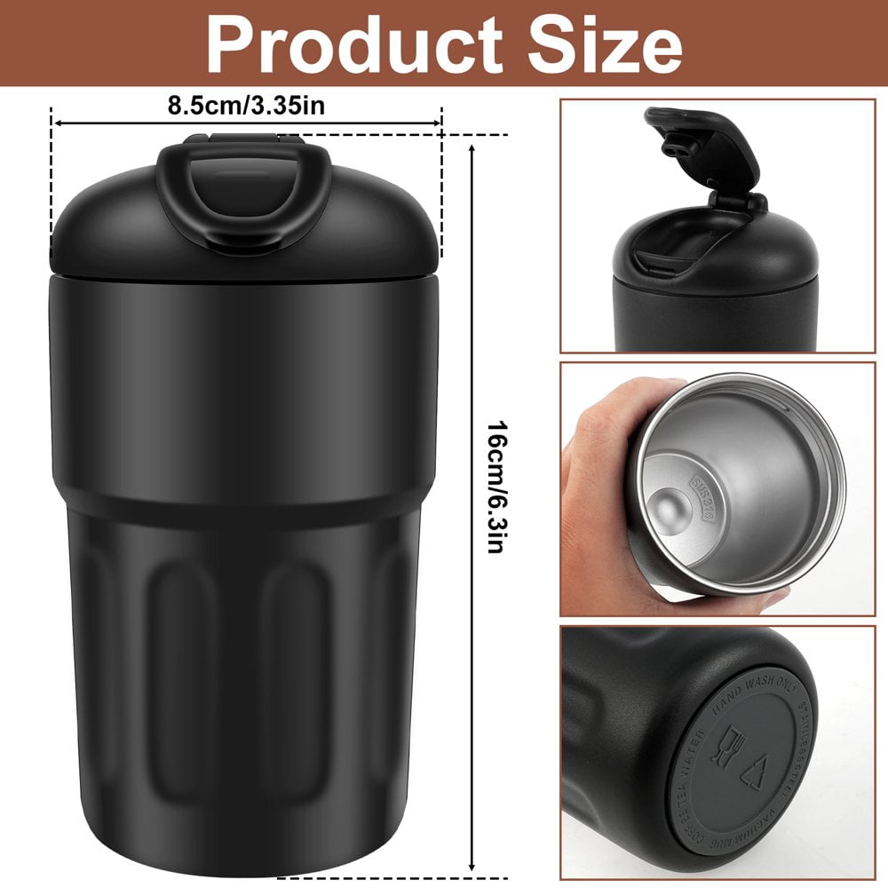 Tasse à Café 400 Ml Sous Vide En Acier Inoxydable Simple élégante Portable Isotherme (noir
