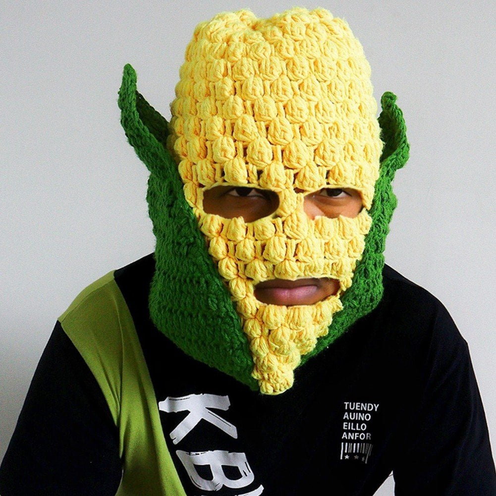 Jiibva Creative Knitted Hat, Unisex Knit Corn Beanie, Winter Warm Knitted Cap Funny Corn Hats Ski Mask Windproof Hat for Halloween Events