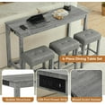 thumbnail image 4 of AENKYO 4-Piece Bar Table Set with Charging Station, 59" Counter Height Table and 3 Upholstered Stools for Small Space, Gray, 4 of 10
