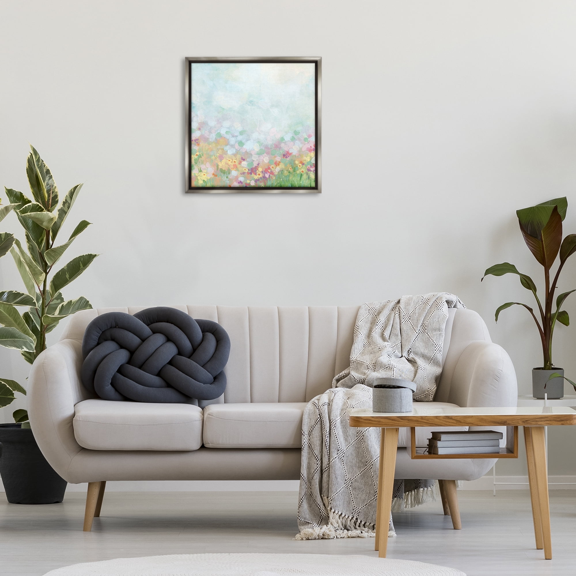 Stupell Industries Abstract Daisy Field Abstract Painting Gray Floater Framed Art Print Wall Art, 25 x 25