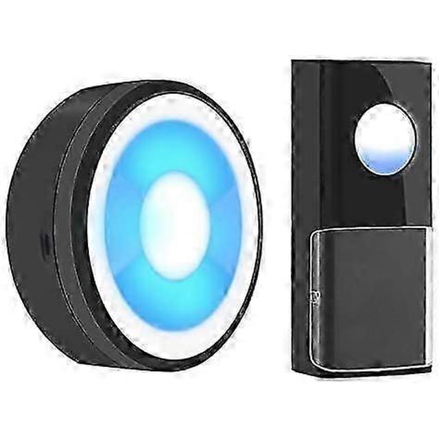 Wireless Doorbell, USB Powered IP55 Waterproof Doorbell with Night Light, 5 Level Volume, 58 Door Bell Chime & Colorful LED FlashBlack