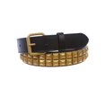 thumbnail image 1 of 1 1/4" (33 mm) Snap On Two Row Punk Rock Star Brass Studded Leather Belt, 1 of 3