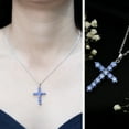 thumbnail image 3 of Rosec Jewels Lab Grown Blue Sapphire Cross Necklace for Women - with Chain - AAAA Quality Certified - Gift for Christmas, 18K White Gold, 3 of 8