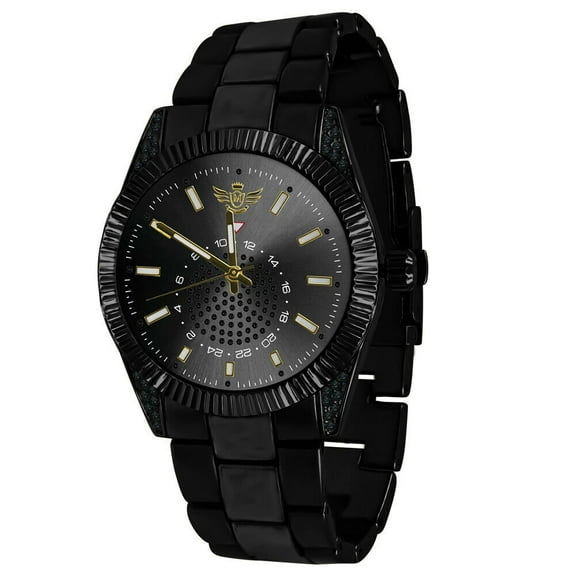 Men's 18K Gold Over Simulated Diamond Solid Steel Back Presidential Watch 40mm