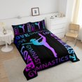 thumbnail image 3 of Love Gymnastics Comforter Set Floor Exercises Ballet Comforter Decorative Athletics Bedding Set Neon Blue Purple Duvet Set Full Size Quilt Set, 3 of 6