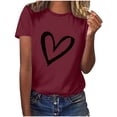 thumbnail image 1 of Diufon Hauts de la Saint-Valentin pour Femmes Tunique Décontractée à Manches Courtes Col Rond Chemisier Imprimé Graphique Mignon Tendance, 1 of 6