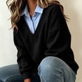 thumbnail image 7 of Karymi Shirts for Women Fake Two Piece Collared V Neck Sweatshirt, Color Block Layered Shirt Long Sleeve Pullover Top, Fall Winter Daily Streetwear Outfits Workout Tops for Women, 7 of 7