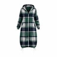thumbnail image 5 of Enjoytime Plaid Long Coat Women Drawstring Hem Hooded Zip Up Jacket Long Sleeve Loose Trendy Fall Winter Jackets, 5 of 7