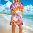 thumbnail image 2 of Dazajoo Summer Mini Dresses for Women 2025 Vacation Tie Dye Short Sleeve Sundress Casual Crew Neck Beach Dress,Multicolor,XL, 2 of 6