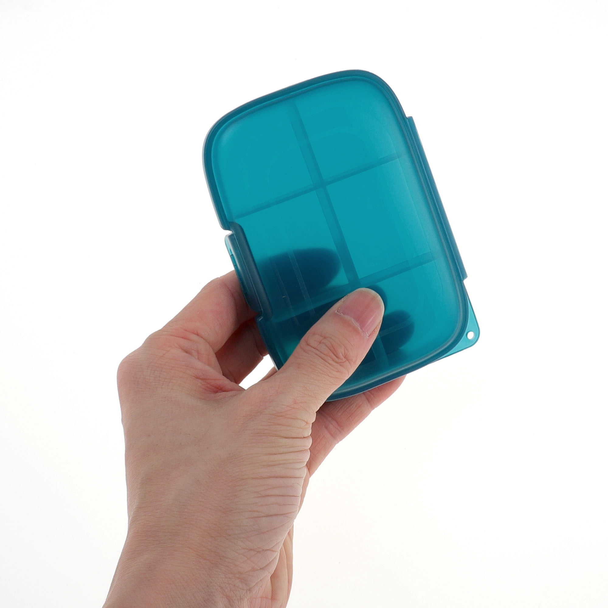 Unique Bargains 6 Grids Single Layer Pill Box 1Pc Blue