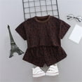 thumbnail image 2 of Baby Outfits Girl Leopard Print Summer T Shirt Shorts Casual Set Girl Clothes Coffee 18-24 Months, 2 of 7