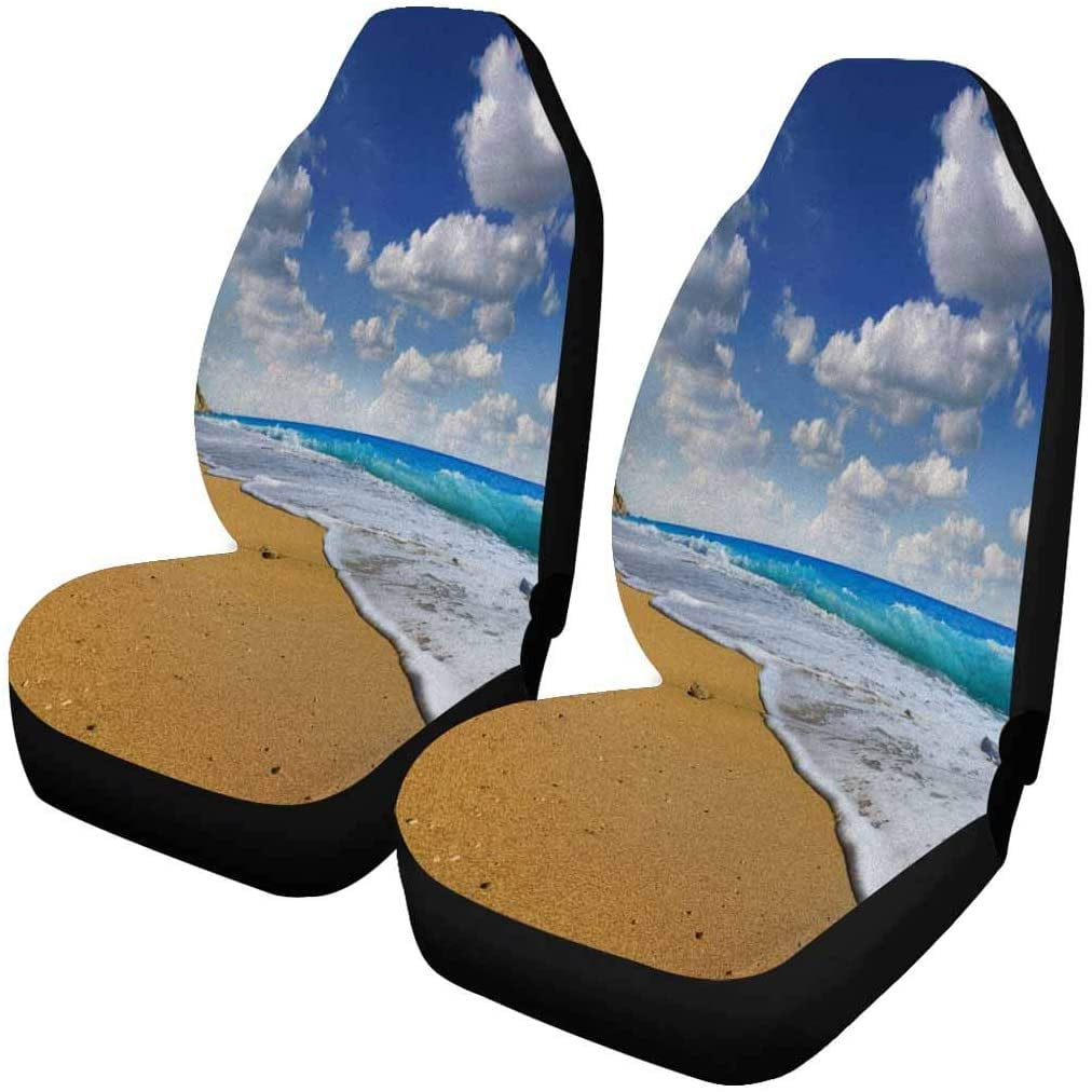 FMSHPON Set of 2 Car Seat Covers Sand Beach and Tropical Sea Universal