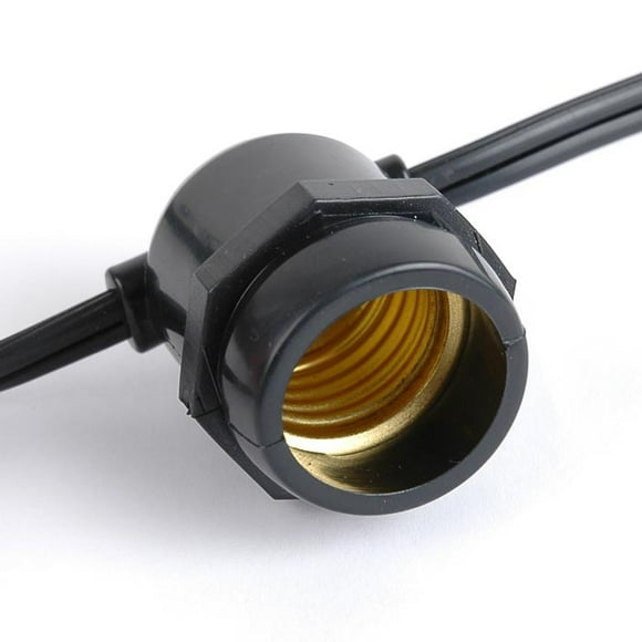 Novelty Lights 37.5' S14 Edison Outdoor String Lights, In-Line, Commercial Grade, Backyard Garden Gazebo, Cafe Market Patio Lights, Black Wire, 25 Sockets