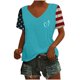 thumbnail image 1 of Fiudx Liquidación de Ofertas Flash Top de Manga Corta con Cuello En V Estampado Del Día de La Independencia para Mujer Tops de Manga Corta con Cuello En V, 1 of 2