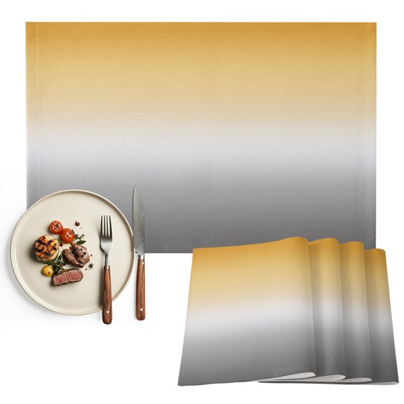 Color Gradient Pattern Placemats Set of 6, Washable Wipeable Table Mats for Dining Tables, Indoor Outdoor Kitchen Place Mats for Holiday Party Table Decor